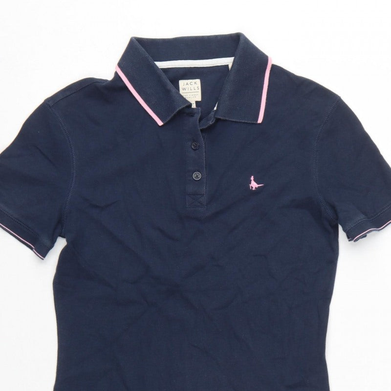 Jack Wills Women Blue UK 8 Collared Short Sleeve Polo Shirt Dress