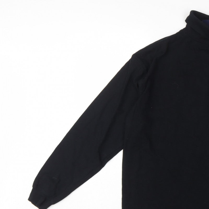 Cotton Traders Men’s Black M Long Sleeve Mock Neck Cotton T-Shirt Logo