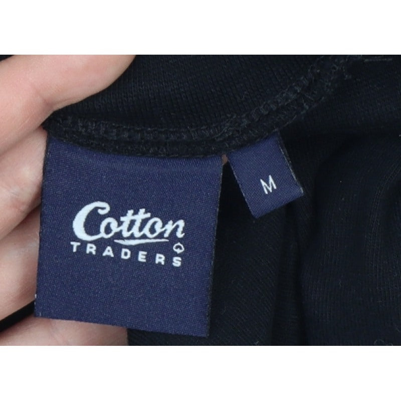 Cotton Traders Men’s Black M Long Sleeve Mock Neck Cotton T-Shirt Logo