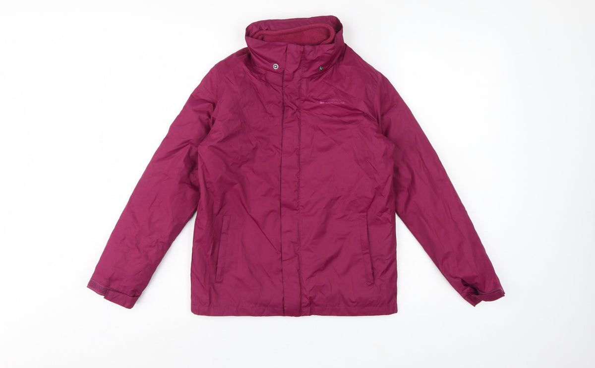 Mountain Warehouse Boys Pink 9-10 Years Hooded Waterproof Jacket Fleece Lined