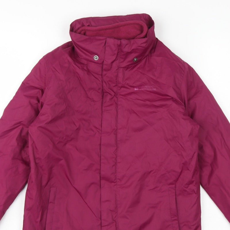 Mountain Warehouse Boys Pink 9-10 Years Hooded Waterproof Jacket Fleece Lined