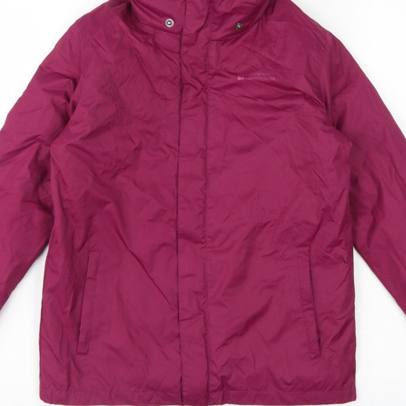 Mountain Warehouse Boys Pink 9-10 Years Hooded Waterproof Jacket Fleece Lined