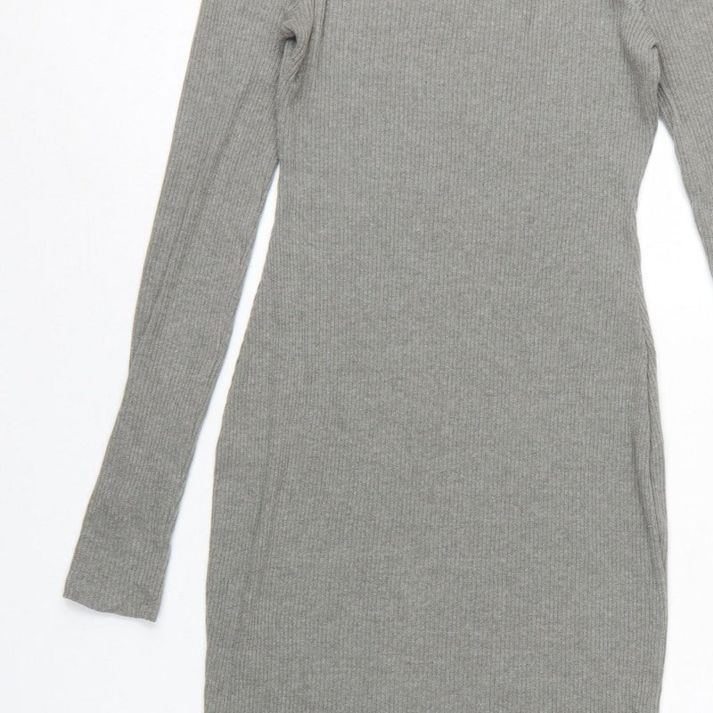 PrettyLittleThing Women Grey UK 6 One Shoulder Rib Knit Bodycon Maxi Dress