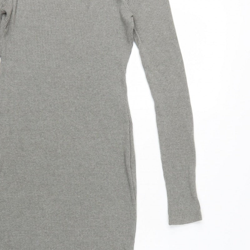 PrettyLittleThing Women Grey UK 6 One Shoulder Rib Knit Bodycon Maxi Dress