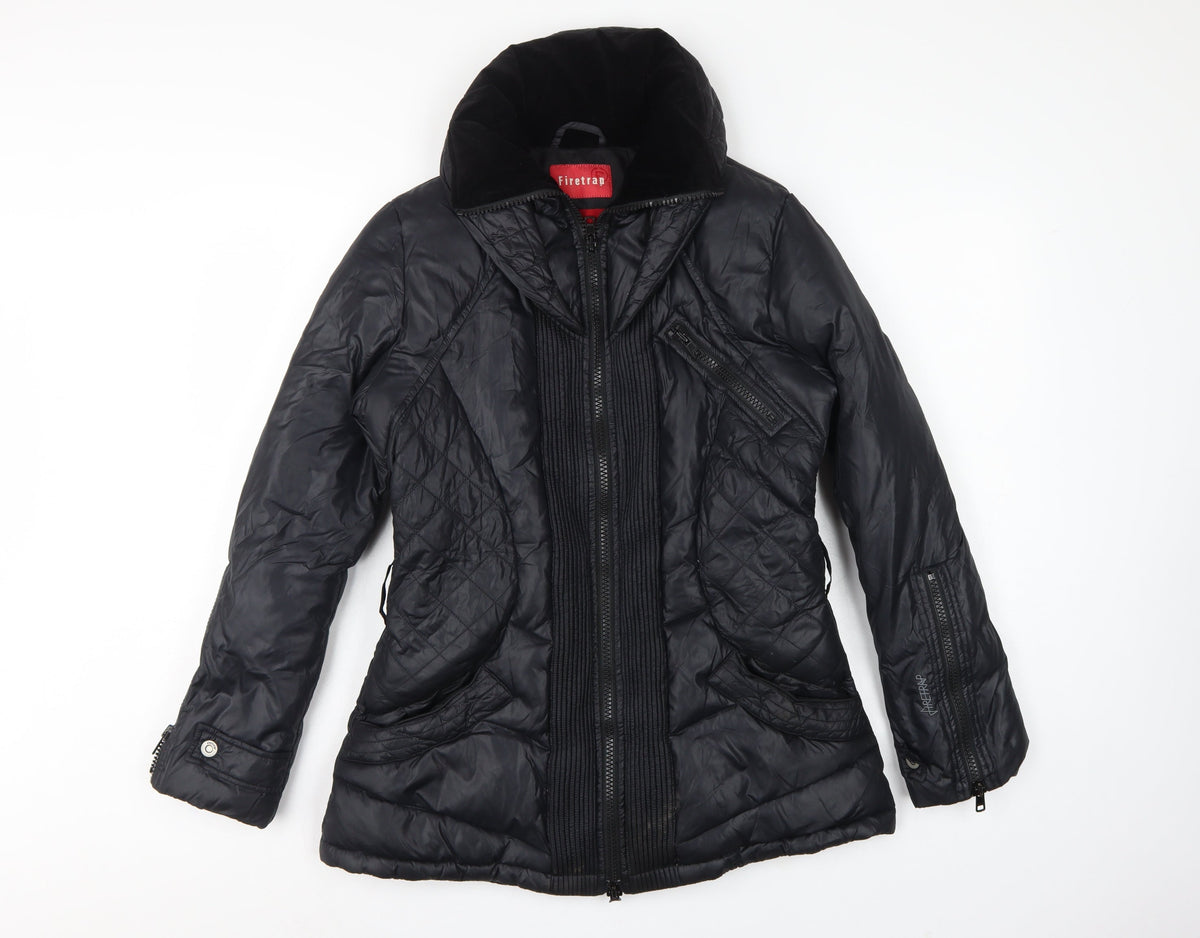 Firetrap Women’s Black S Hooded Down Puffer Jacket Quilted Zip