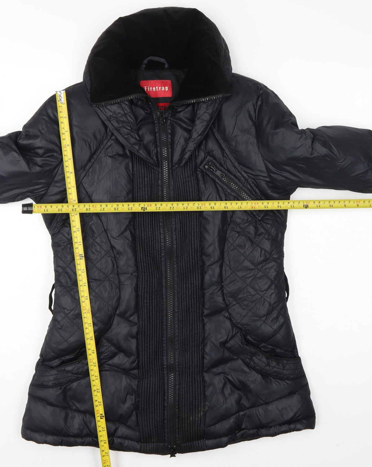 Firetrap Women’s Black S Hooded Down Puffer Jacket Quilted Zip