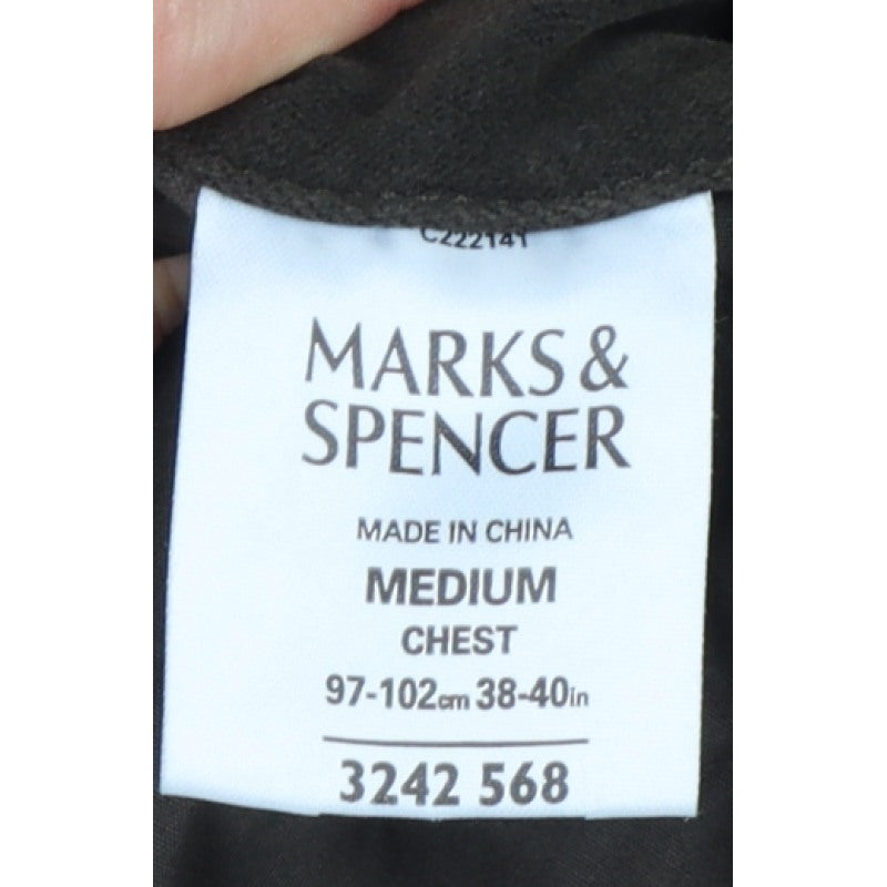 Marks and Spencer Men's Brown M Washed Moleskin Cotton Zip Jacket