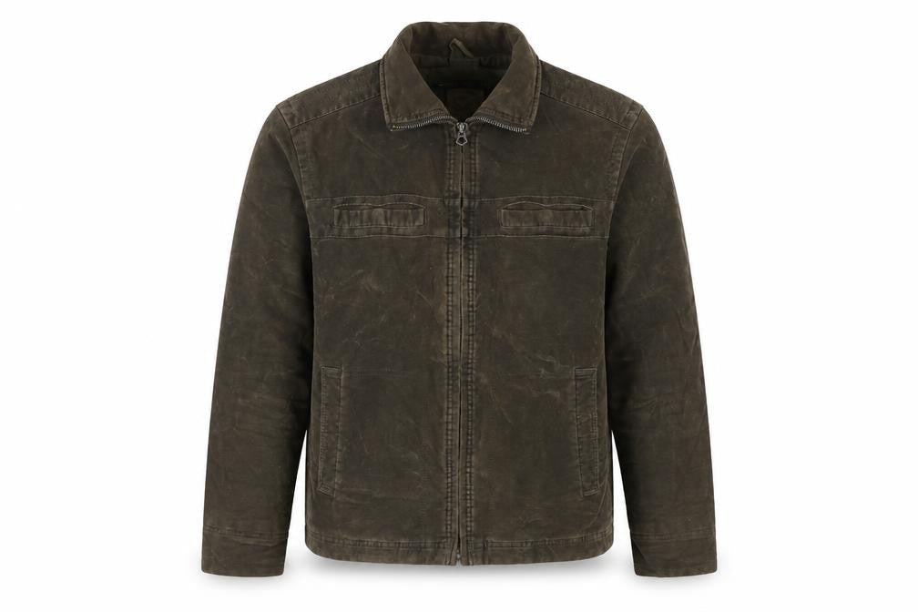 Marks and Spencer Men's Brown M Washed Moleskin Cotton Zip Jacket