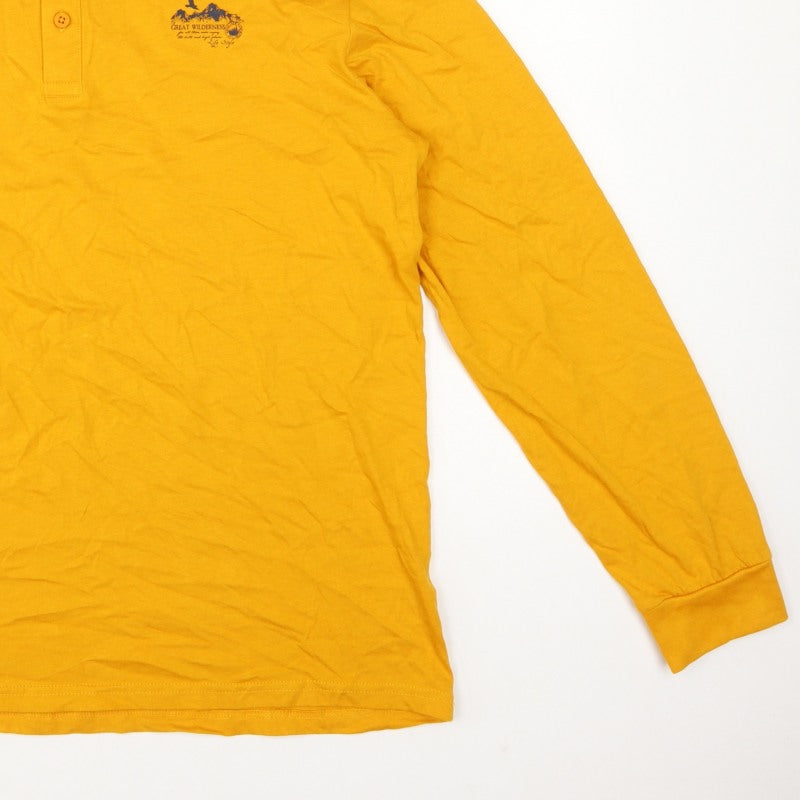 Atlas for Men Men's Yellow XL Long Sleeve Henley Highlands Logo T-Shirt