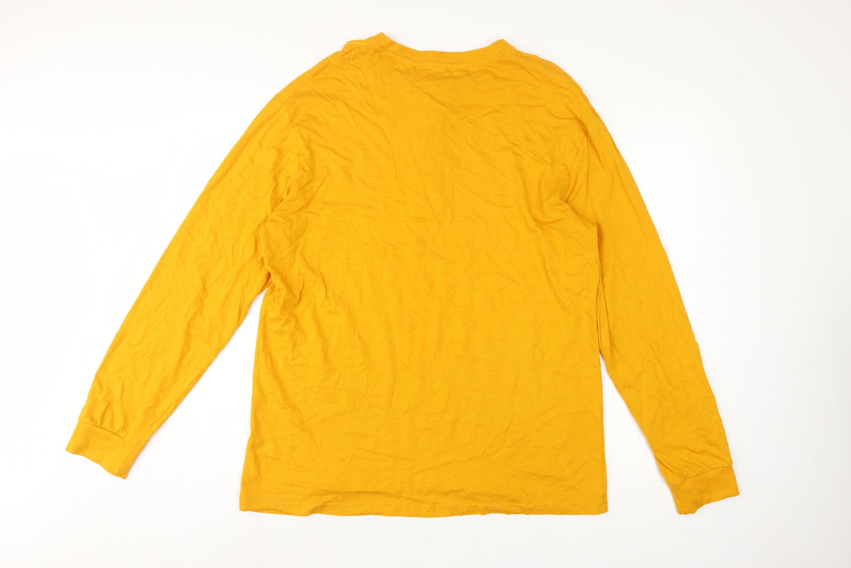 Atlas for Men Men's Yellow XL Long Sleeve Henley Highlands Logo T-Shirt