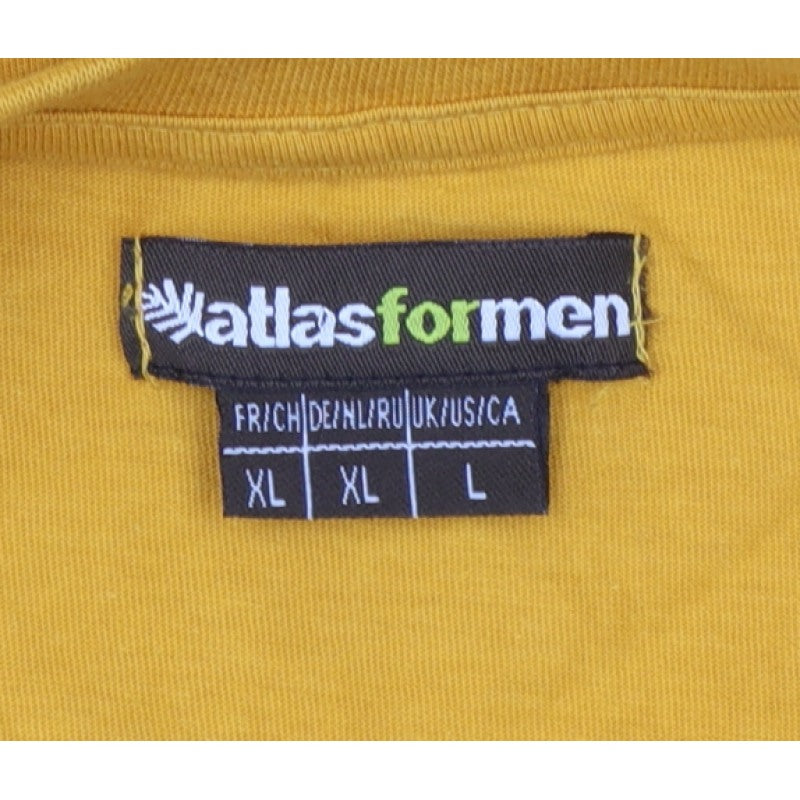 Atlas for Men Men's Yellow XL Long Sleeve Henley Highlands Logo T-Shirt