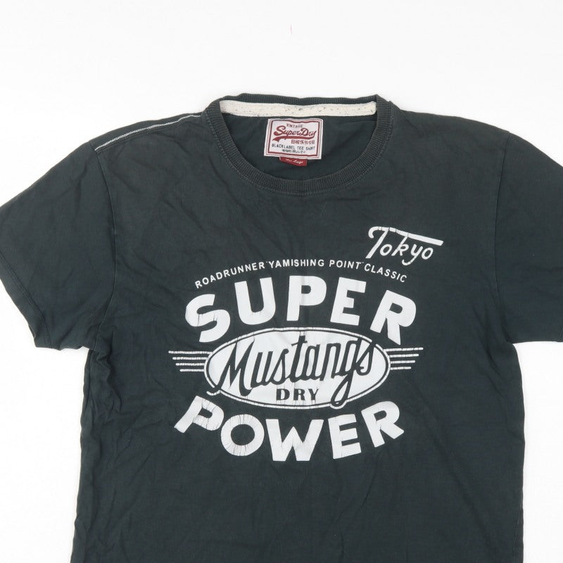 Superdry Men’s Black L Tokyo Super Mustang Graphic Crew Neck T-Shirt