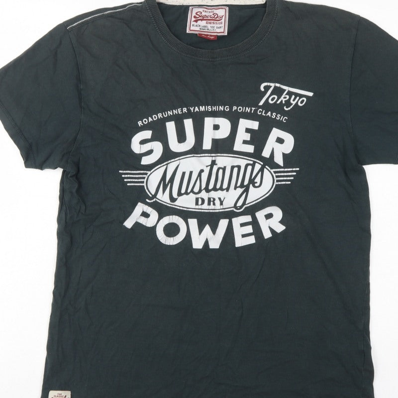 Superdry Men’s Black L Tokyo Super Mustang Graphic Crew Neck T-Shirt