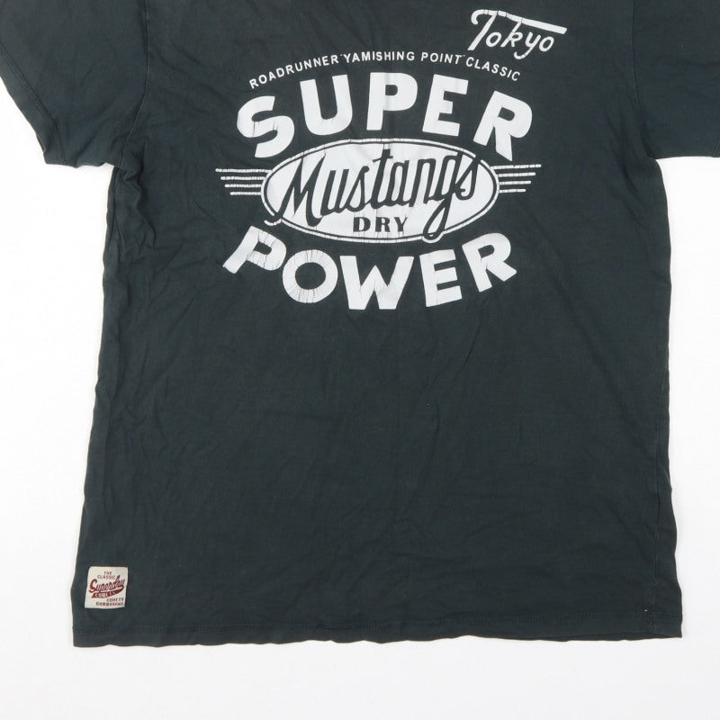 Superdry Men’s Black L Tokyo Super Mustang Graphic Crew Neck T-Shirt