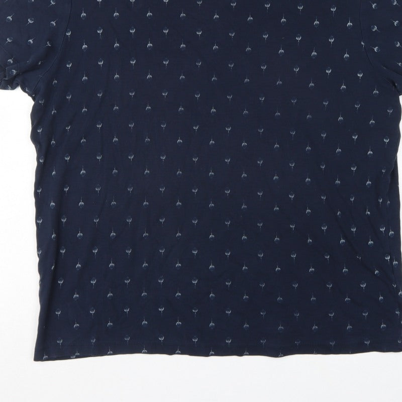 Selected Homme Men’s Blue XL Organic Cotton Floral Print T-Shirt