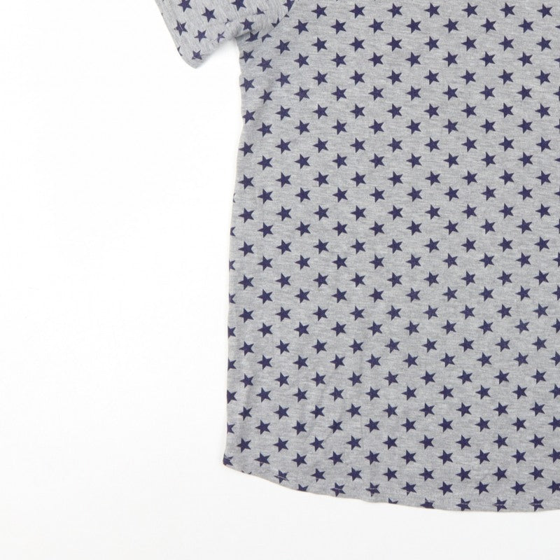 Boohoo Women Grey Star Print UK 8 Basic Short Sleeve T-Shirt