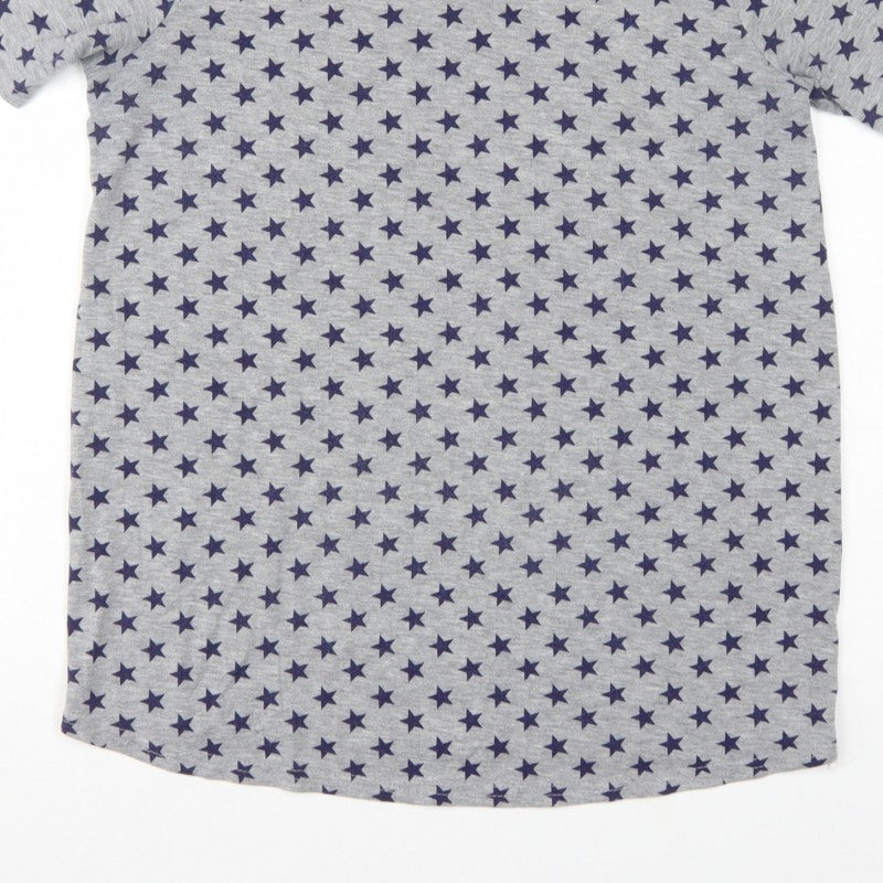 Boohoo Women Grey Star Print UK 8 Basic Short Sleeve T-Shirt