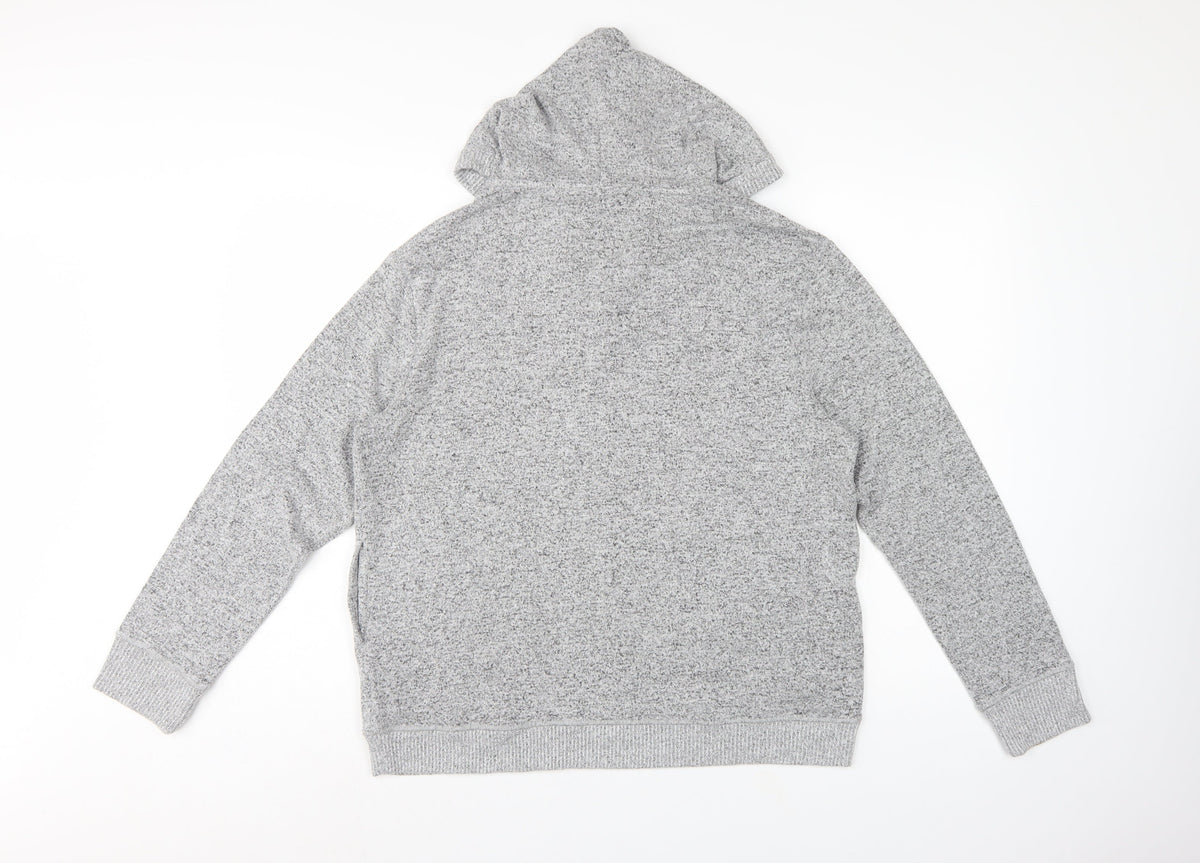 FatFace Women Grey Marl Hooded Pullover Sweatshirt UK 12 V-Neck