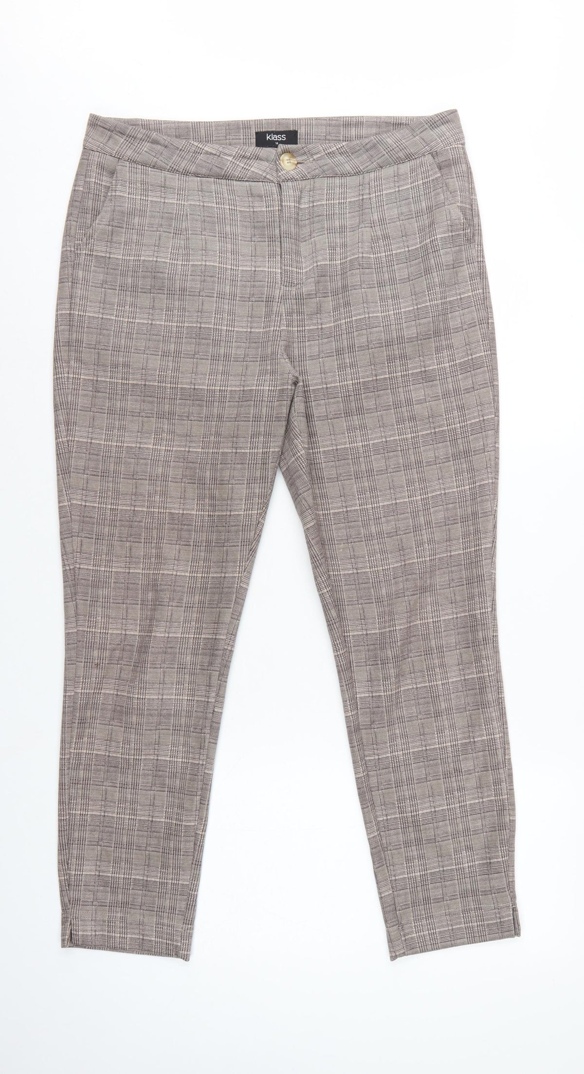 Klass Women Grey Check Tapered Tailored Trousers Size 14