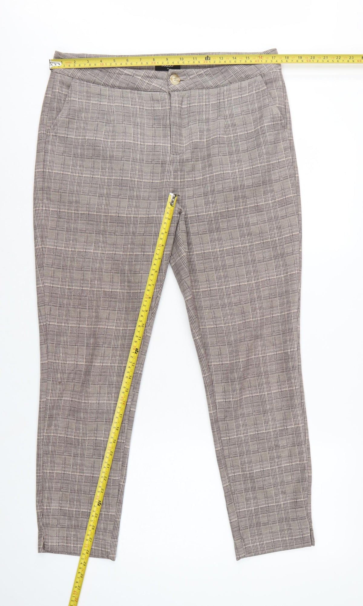 Klass Women Grey Check Tapered Tailored Trousers Size 14