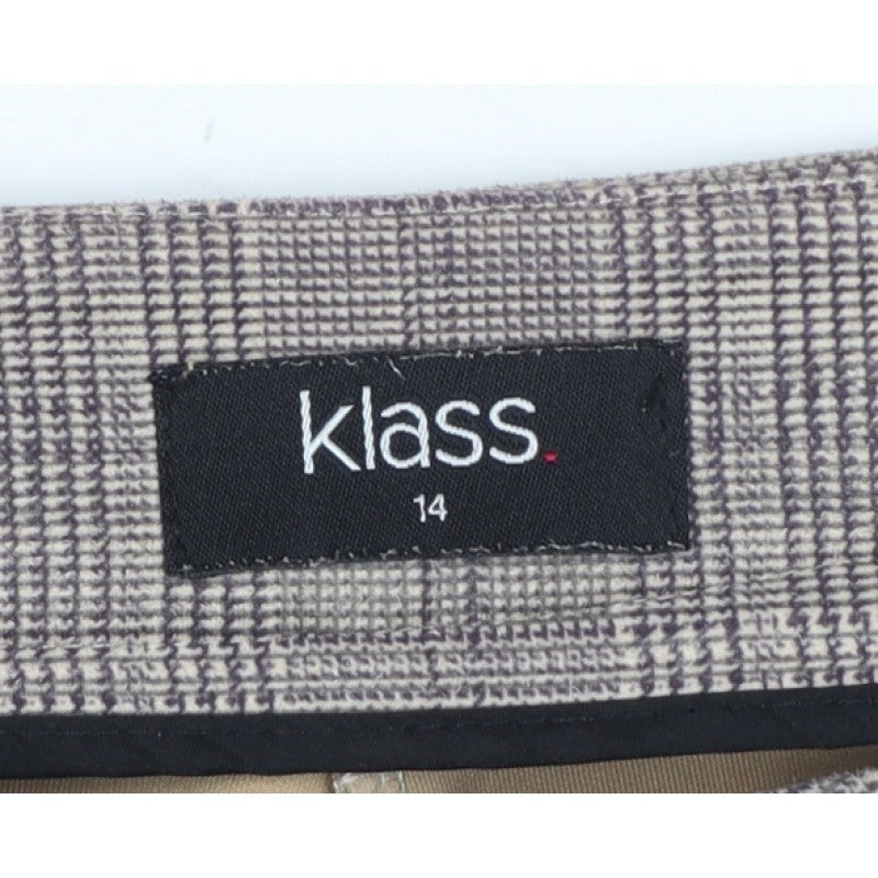 Klass Women Grey Check Tapered Tailored Trousers Size 14