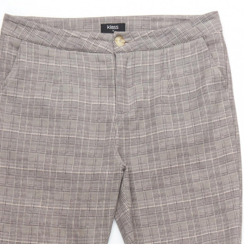 Klass Women Grey Check Tapered Tailored Trousers Size 14