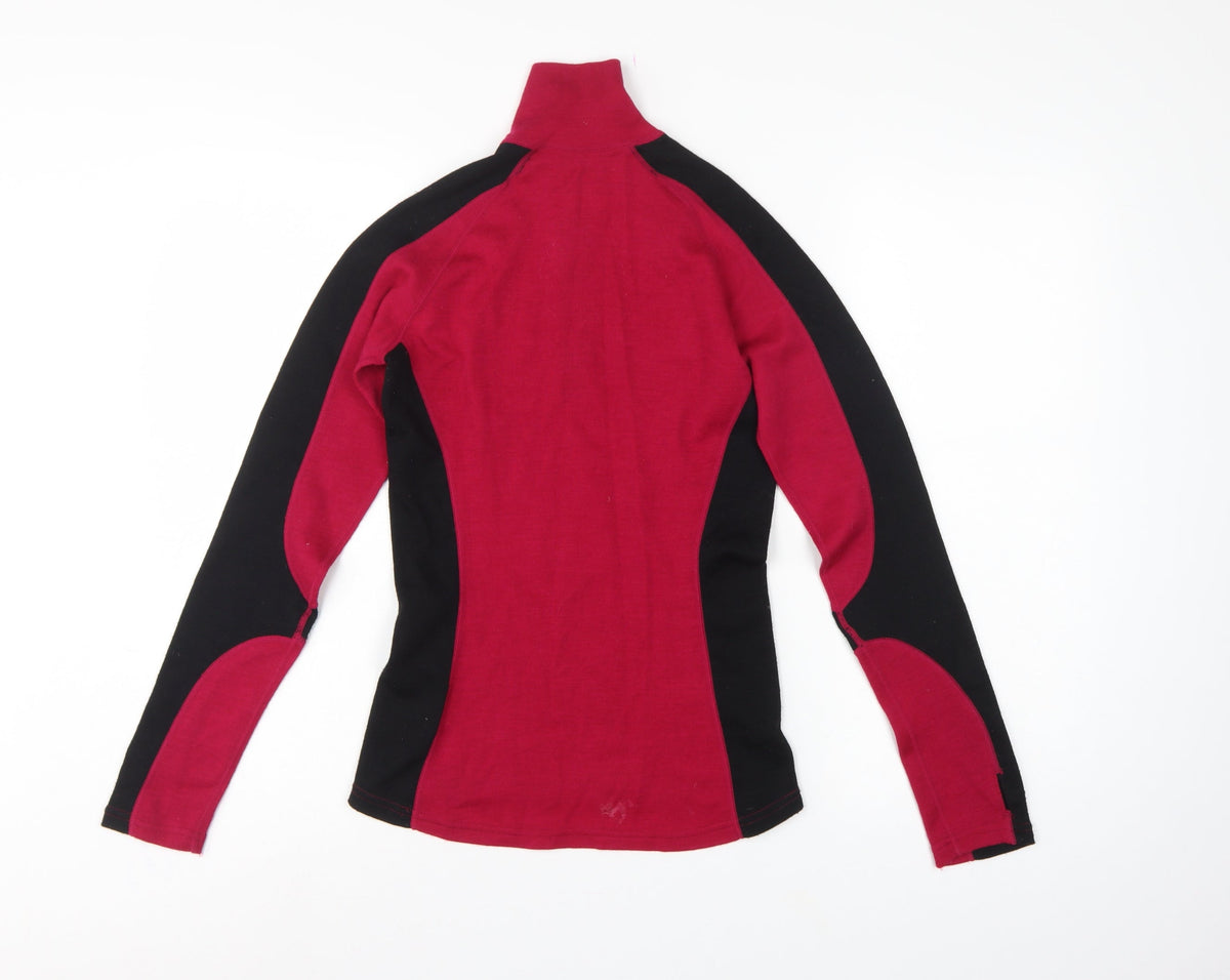 Extreme Womens Red Black Merino UK 8 Quarter Zip Outdoor Sweatshirt