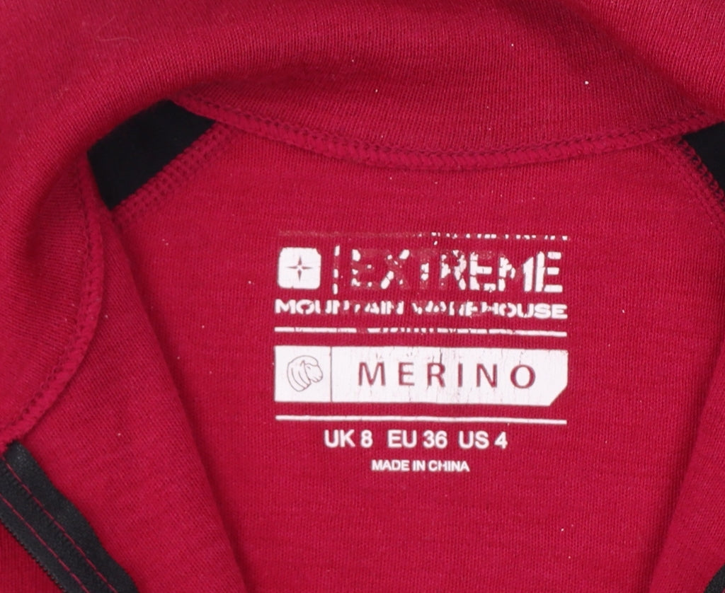 Extreme Womens Red Black Merino UK 8 Quarter Zip Outdoor Sweatshirt