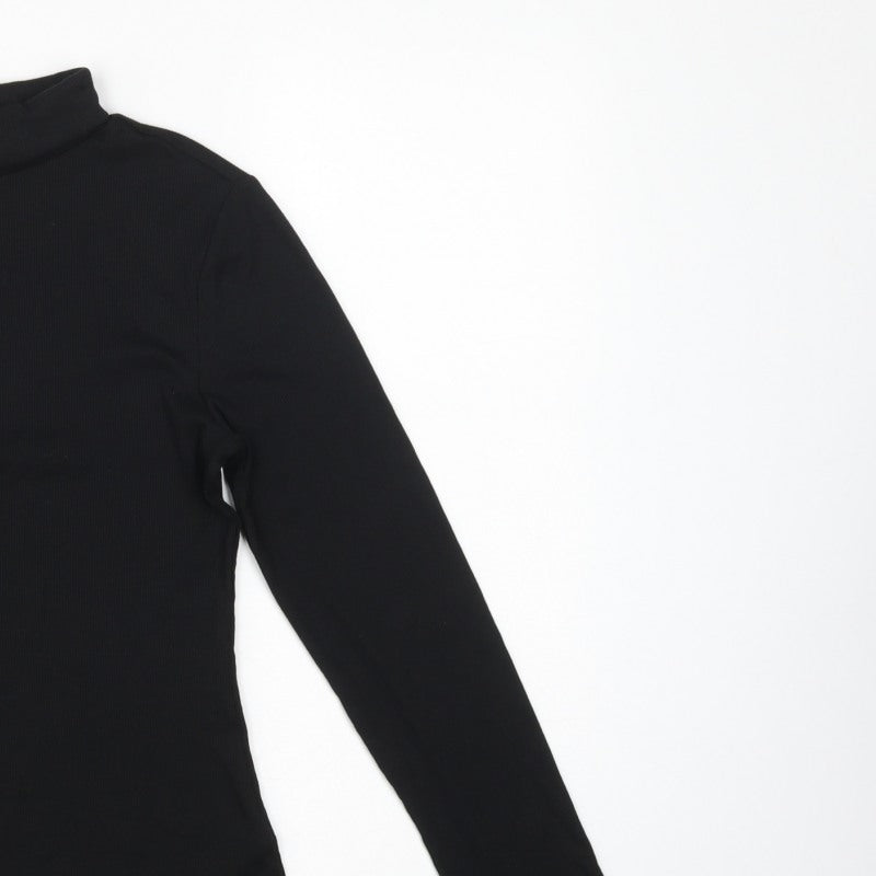 Next Women Black S Roll Neck Long Sleeve Stretch Basic Top