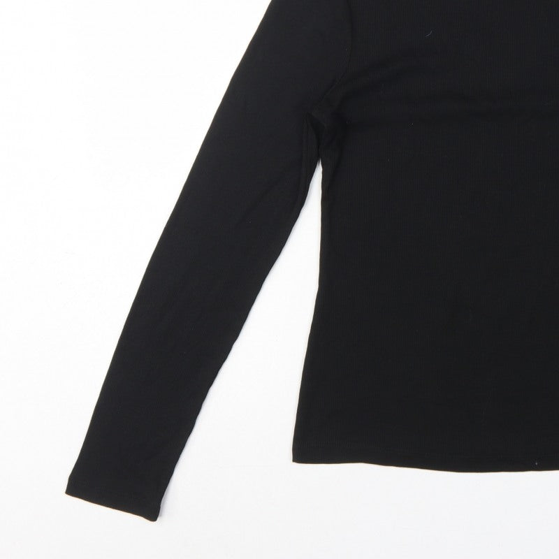 Next Women Black S Roll Neck Long Sleeve Stretch Basic Top