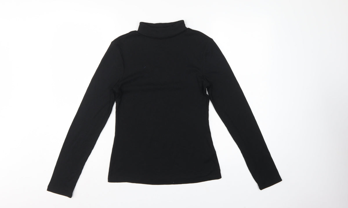 Next Women Black S Roll Neck Long Sleeve Stretch Basic Top