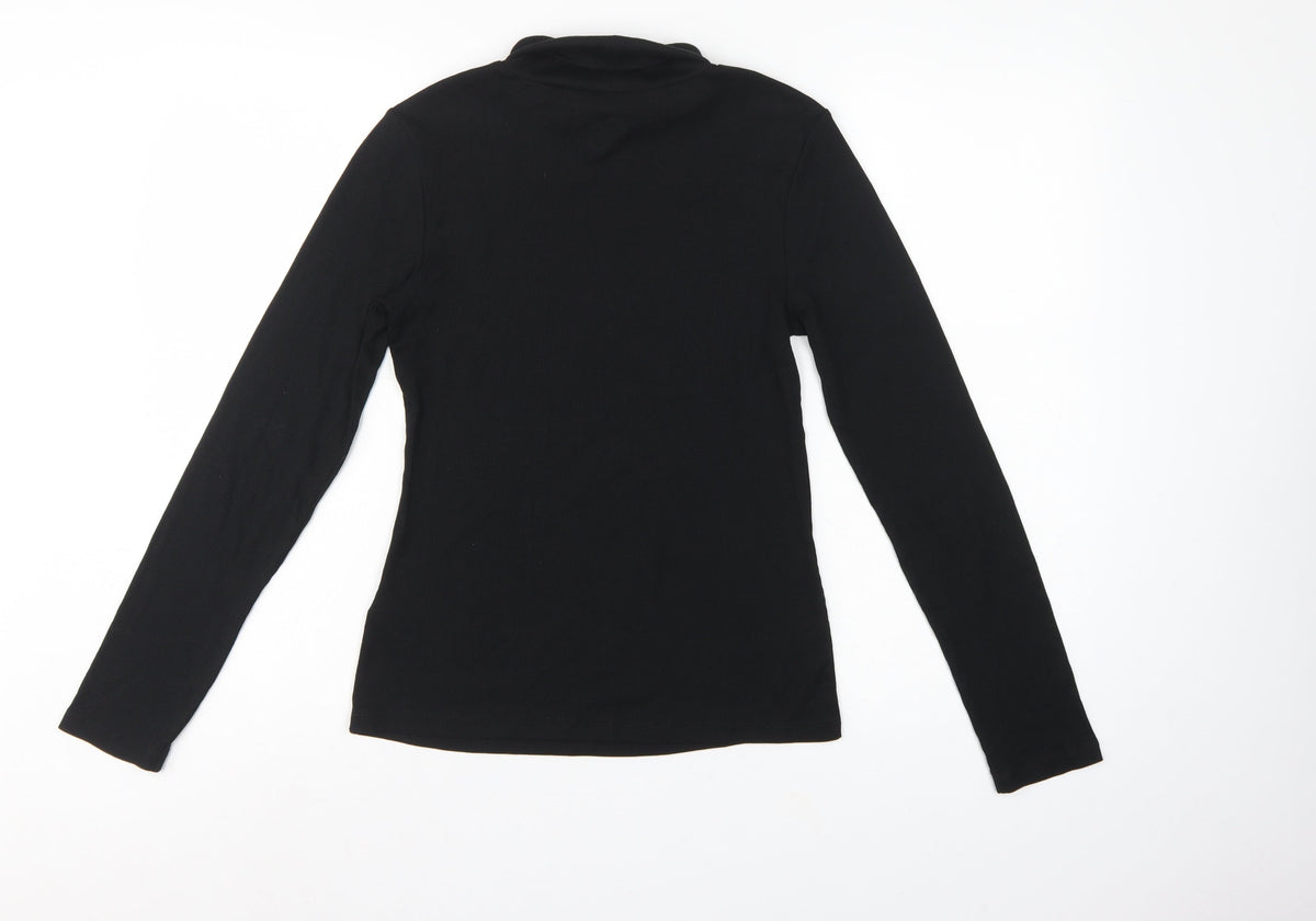 Next Women Black S Roll Neck Long Sleeve Stretch Basic Top