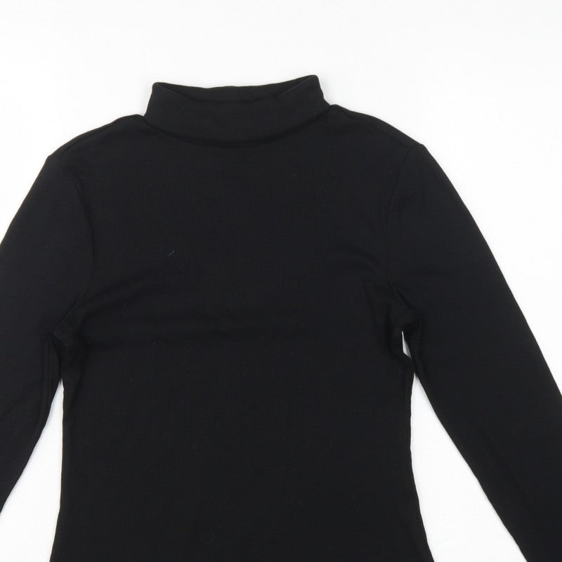 Next Women Black S Roll Neck Long Sleeve Stretch Basic Top