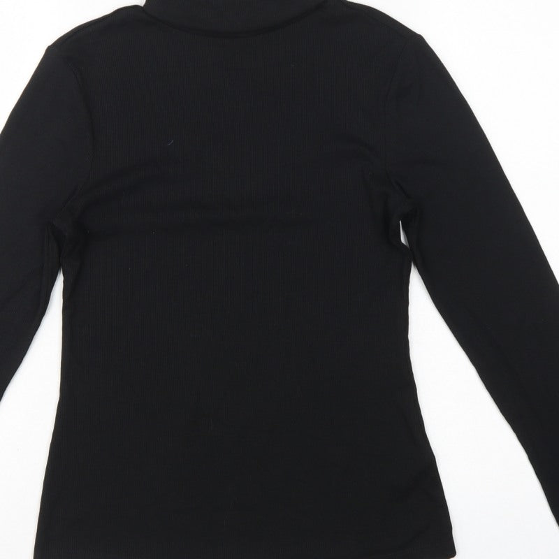 Next Women Black S Roll Neck Long Sleeve Stretch Basic Top