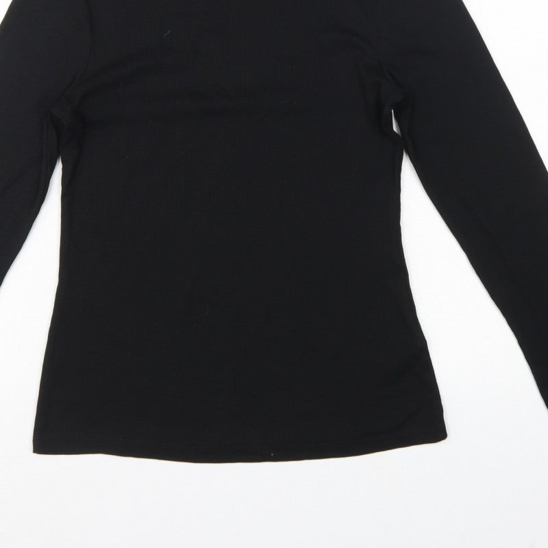 Next Women Black S Roll Neck Long Sleeve Stretch Basic Top
