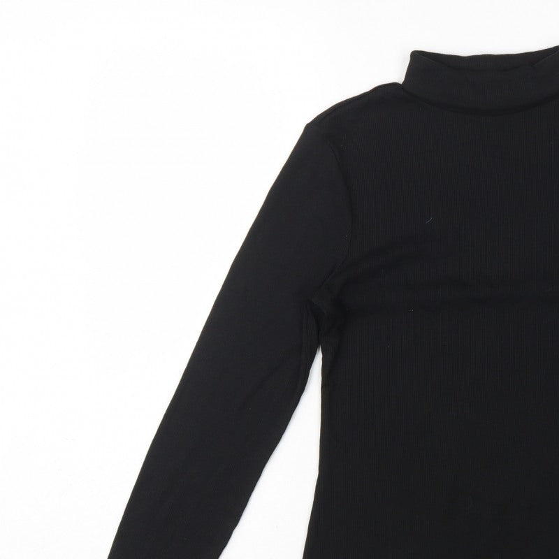 Next Women Black S Roll Neck Long Sleeve Stretch Basic Top