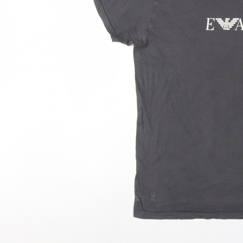 Emporio Armani Men Black L Logo Graphic Crew Neck Short Sleeve T-Shirt