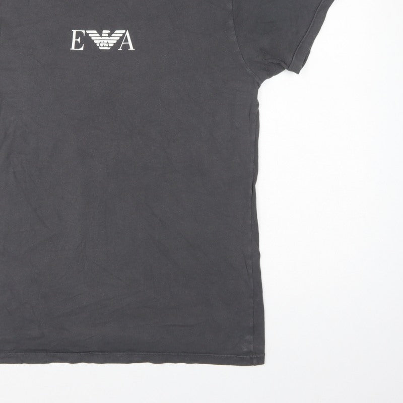 Emporio Armani Men Black L Logo Graphic Crew Neck Short Sleeve T-Shirt
