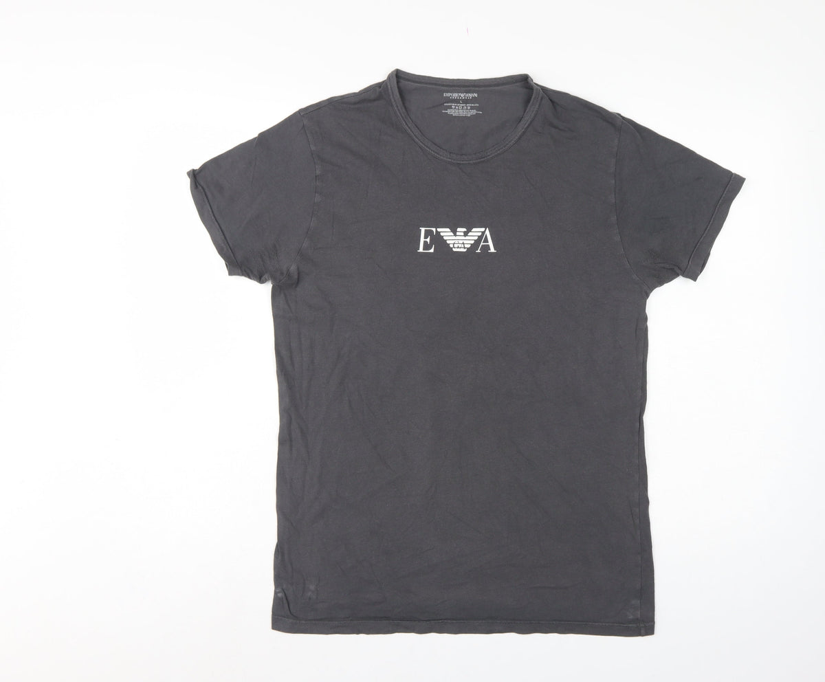 Emporio Armani Men Black L Logo Graphic Crew Neck Short Sleeve T-Shirt