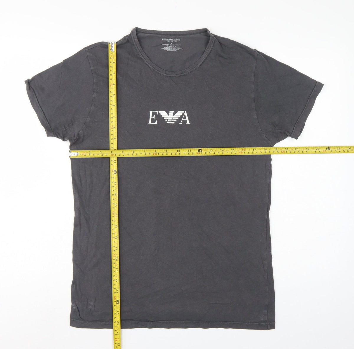 Emporio Armani Men Black L Logo Graphic Crew Neck Short Sleeve T-Shirt