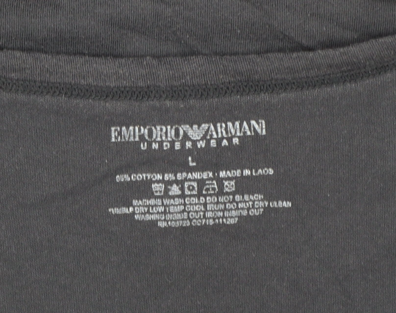 Emporio Armani Men Black L Logo Graphic Crew Neck Short Sleeve T-Shirt