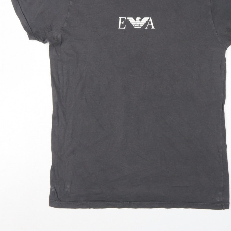 Emporio Armani Men Black L Logo Graphic Crew Neck Short Sleeve T-Shirt