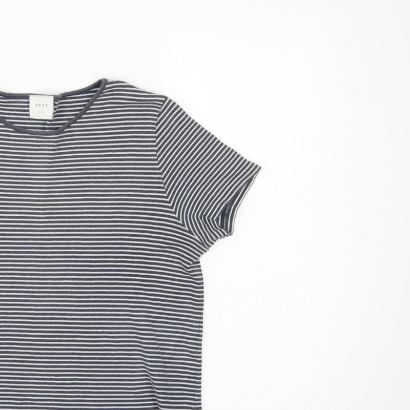 Next Women Blue UK 14 Striped Basic Jersey T-Shirt Short Sleeve