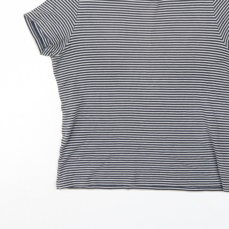 Next Women Blue UK 14 Striped Basic Jersey T-Shirt Short Sleeve