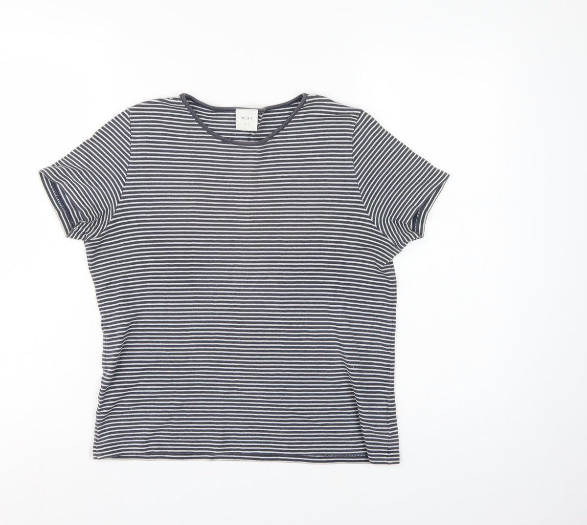 Next Women Blue UK 14 Striped Basic Jersey T-Shirt Short Sleeve