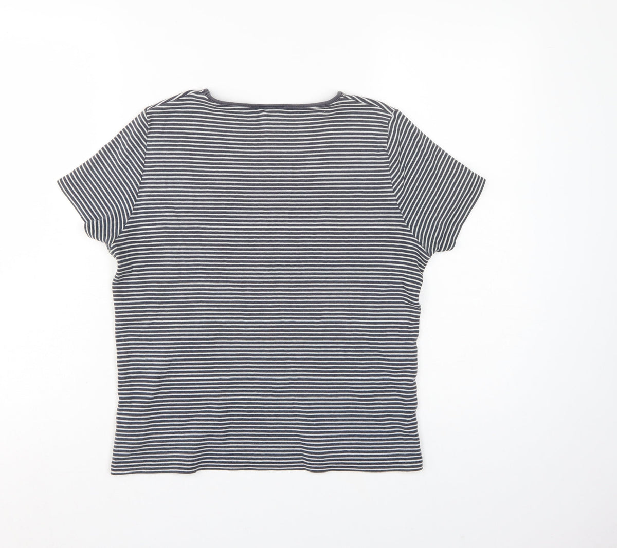 Next Women Blue UK 14 Striped Basic Jersey T-Shirt Short Sleeve