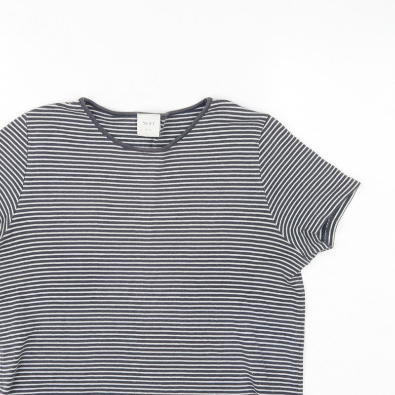 Next Women Blue UK 14 Striped Basic Jersey T-Shirt Short Sleeve
