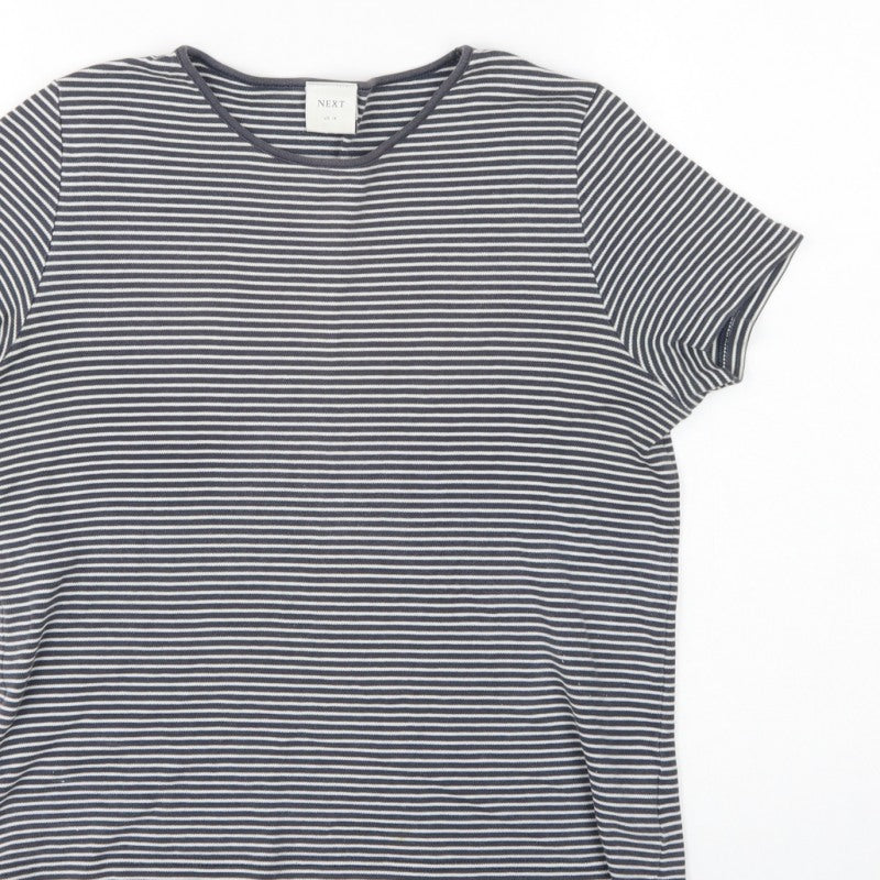 Next Women Blue UK 14 Striped Basic Jersey T-Shirt Short Sleeve