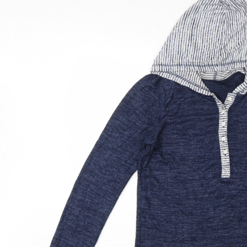Gilly Hicks Women’s Blue S Hooded Henley Sweatshirt Striped