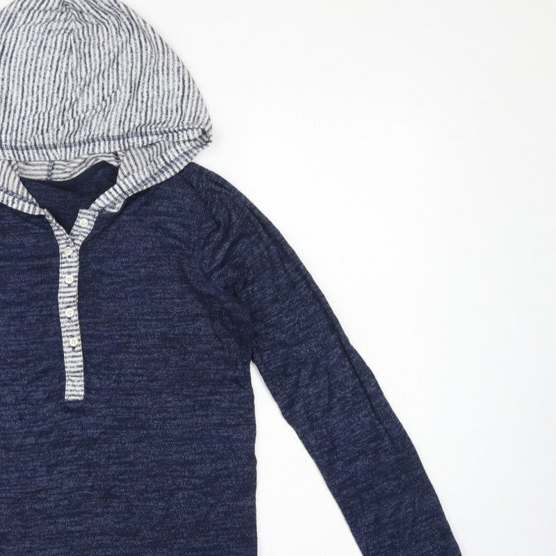 Gilly Hicks Women’s Blue S Hooded Henley Sweatshirt Striped